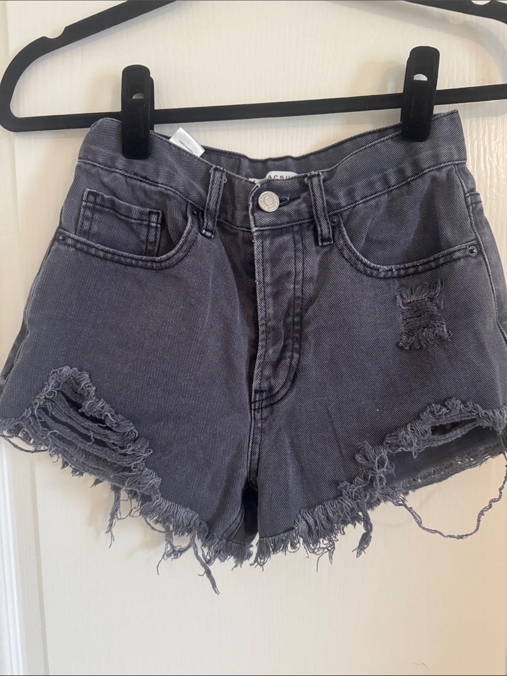 PacSun High-Rise Distressed Women's Denim Shorts - Charcoal size 23